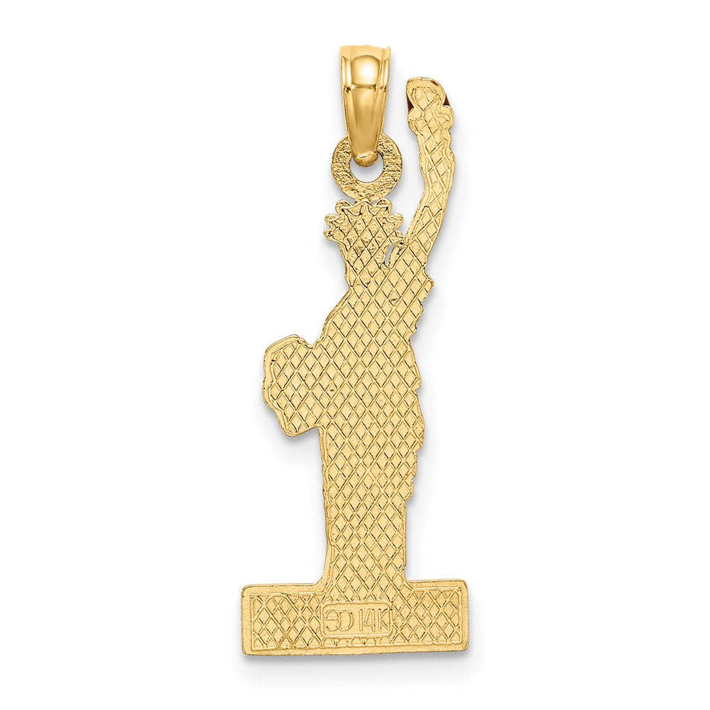 14K Yellow Gold W/ Enamel Flame Statue Of Liberty New York Charm
