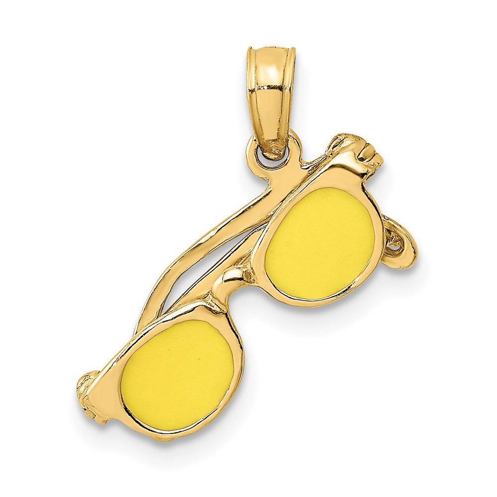 14K Yellow Gold 3D Enameled Sunglasses Moveable Charm