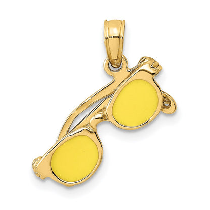 14K Yellow Gold 3D Enameled Sunglasses Moveable Charm