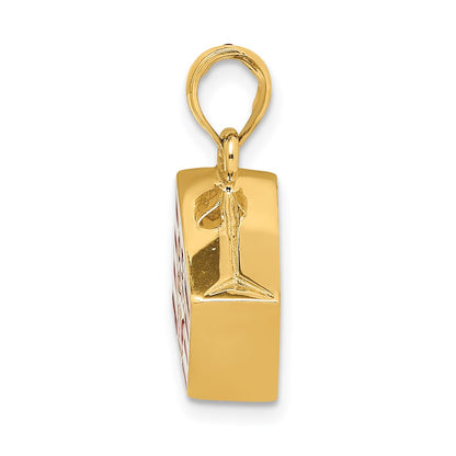 14K Yellow Gold 3-D Enameled Bag Of Popcorn Charm
