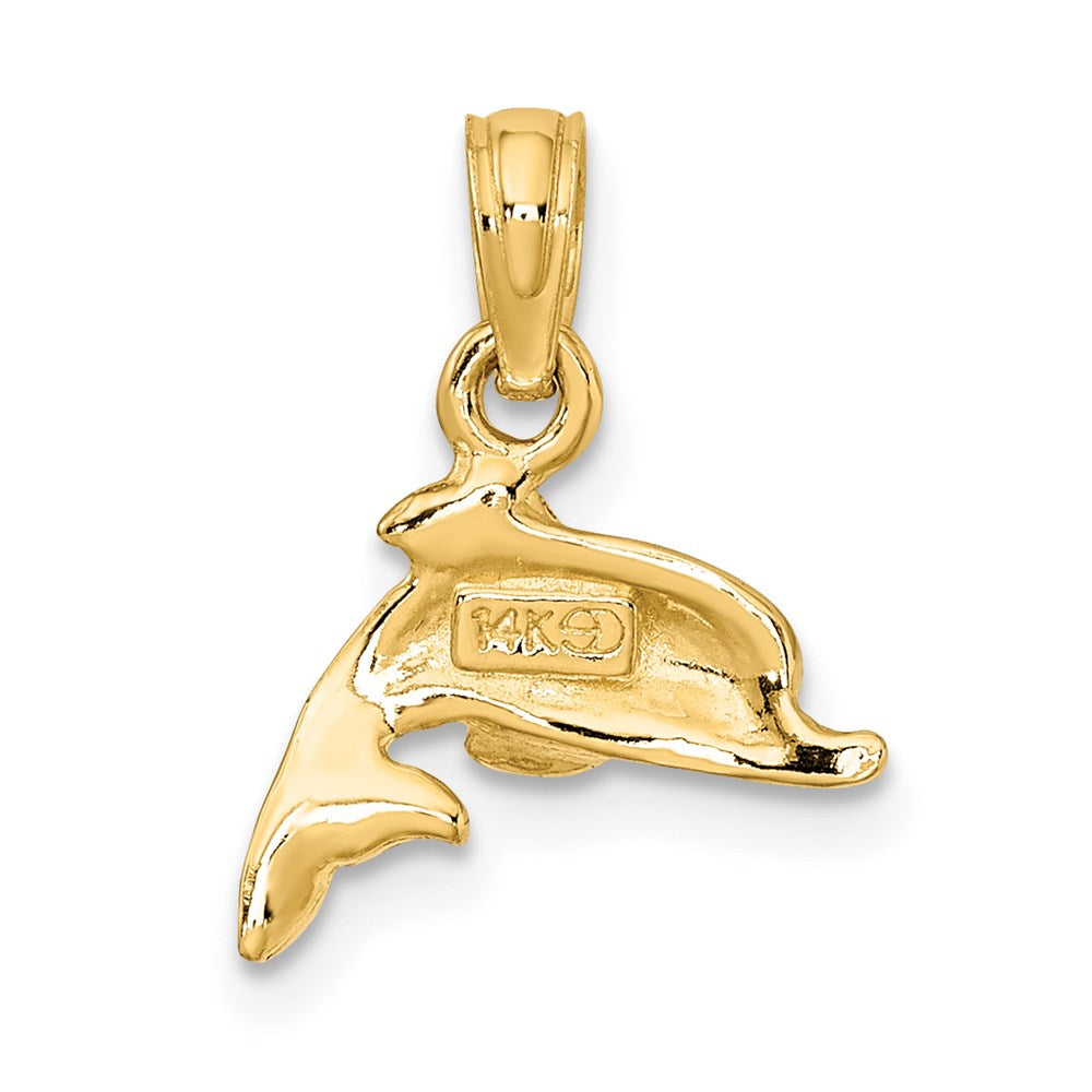14K Yellow Gold Blue Enamel Dolphin Charm