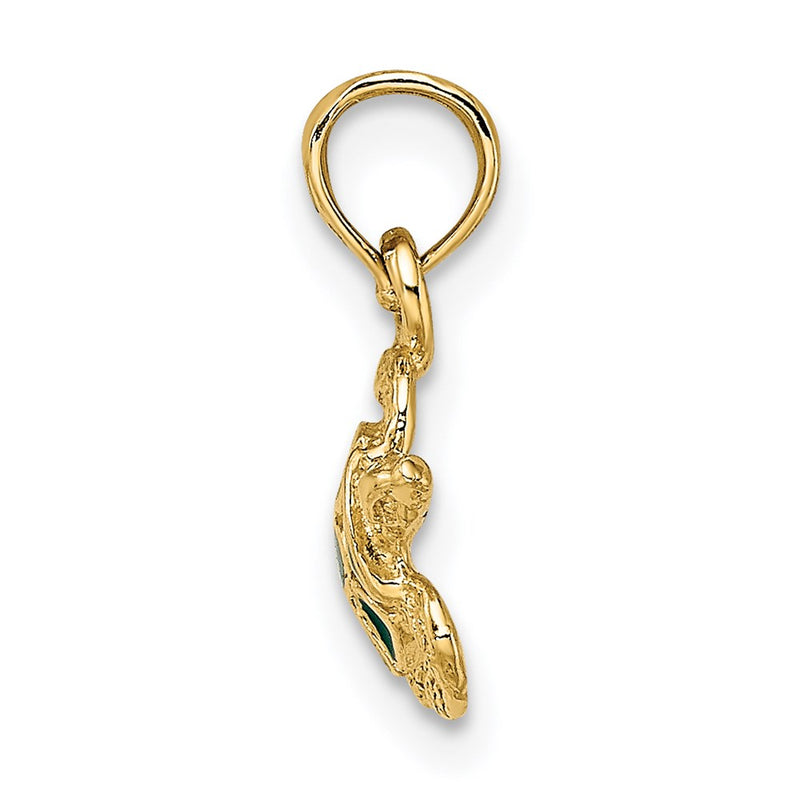 14K Yellow Gold Textured And Enameled Sea Turtle Charm