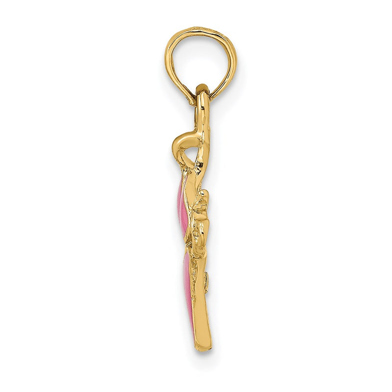 14K Yellow Gold Pink Enameled Bikini Bathing Suit Charm
