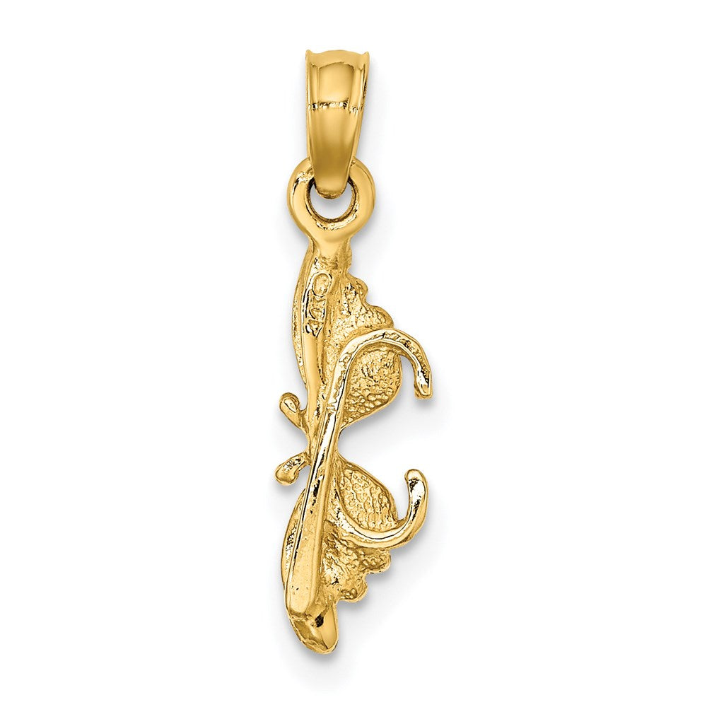 14K Yellow Gold Orange Enameled Butterfly Sunglasses Charm