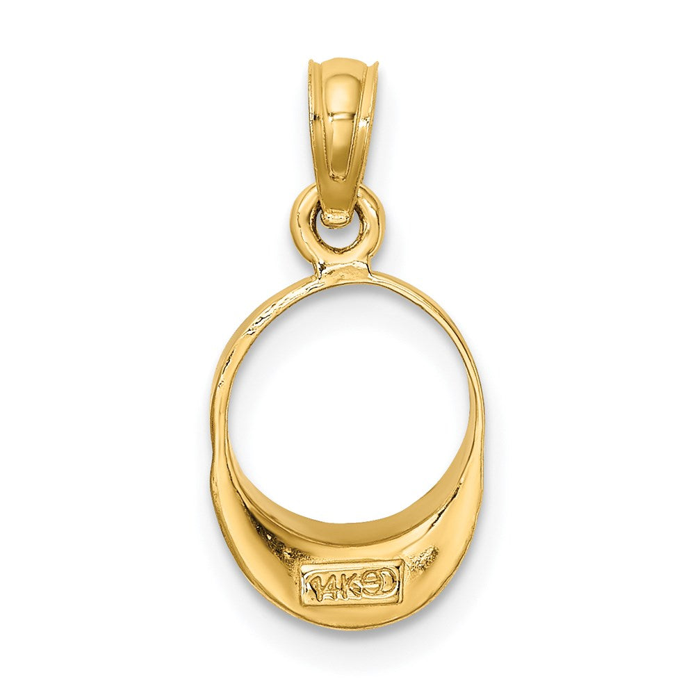 14K Yellow Gold Aqua Enameled Beach Sun Visor Charm