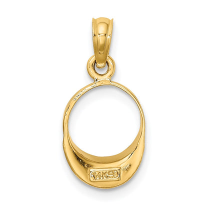 14K Yellow Gold Aqua Enameled Beach Sun Visor Charm