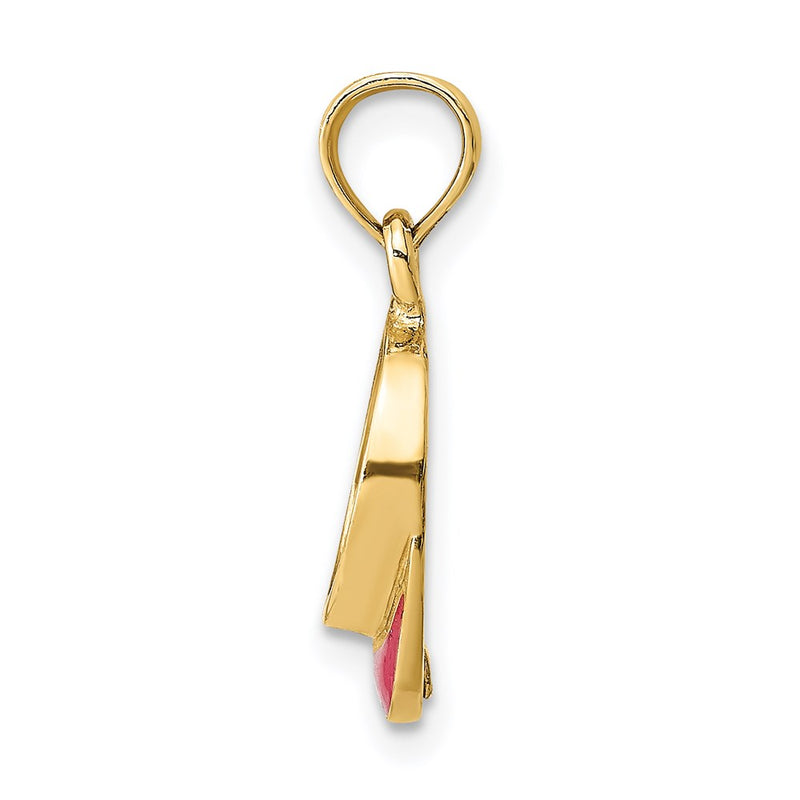 14K Yellow Gold Fuschia Enameled Beach Sun Visor Charm
