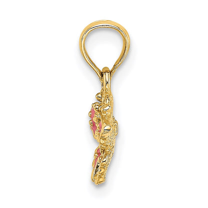 14K Yellow Gold Enamel Mini Pink Butterfly Charm