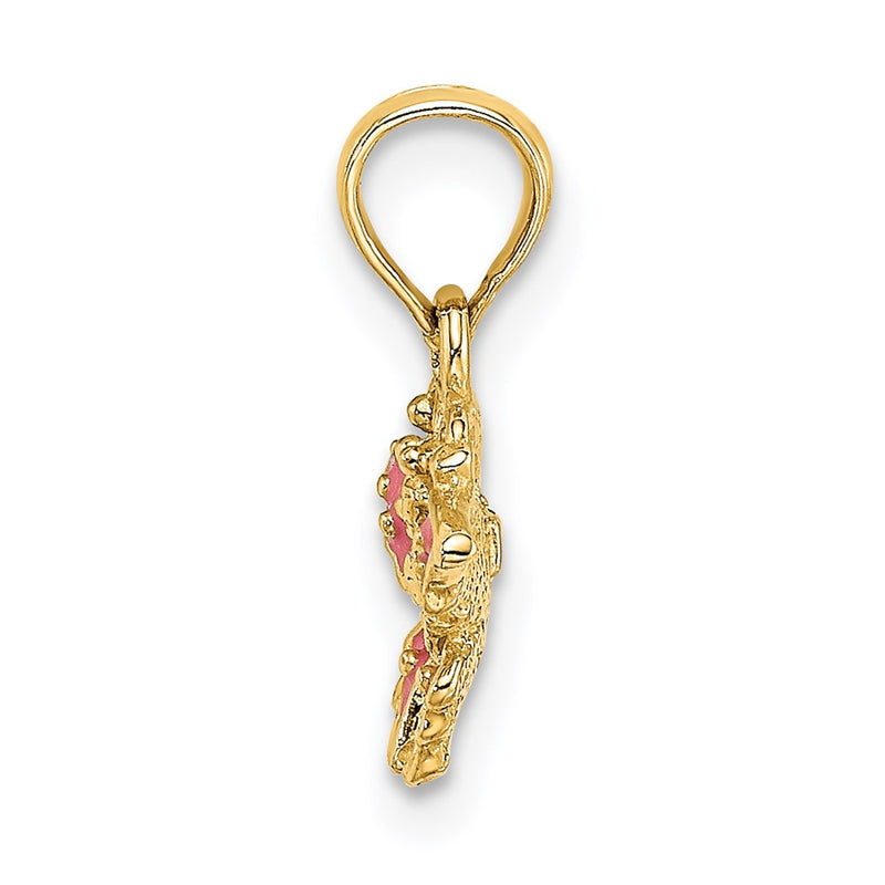 14K Yellow Gold Enamel Mini Pink Butterfly Charm