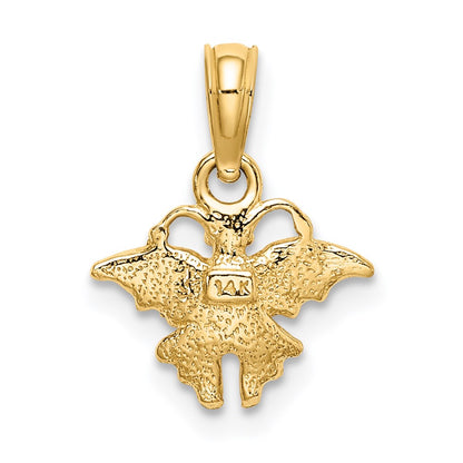 14K Yellow Gold Enamel Mini Pink Butterfly Charm
