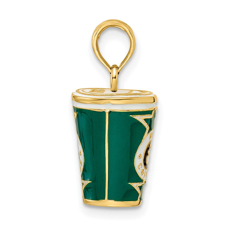 14k Yellow Gold 3-D Enameled Coffee Cup Charm
