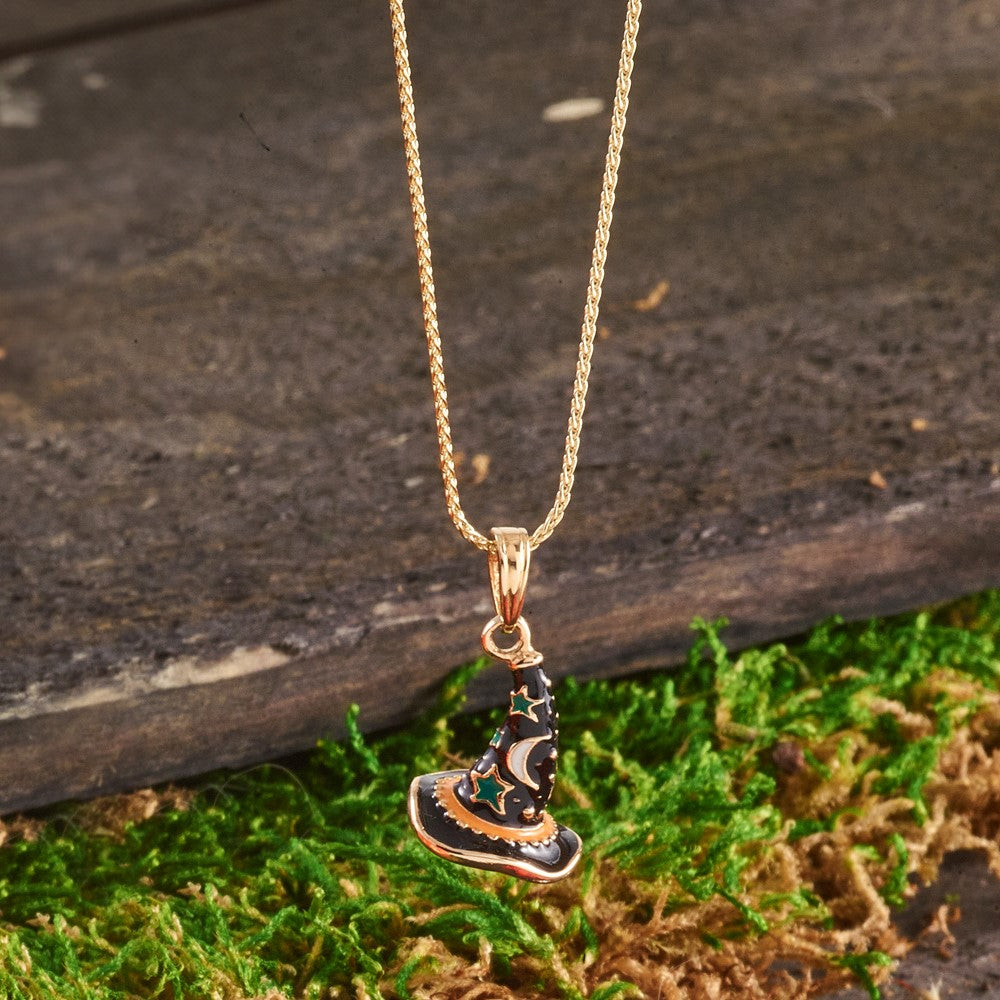 14k Yellow Gold w/ Enamel 3-D Witchs Hat (Halloween) Charm
