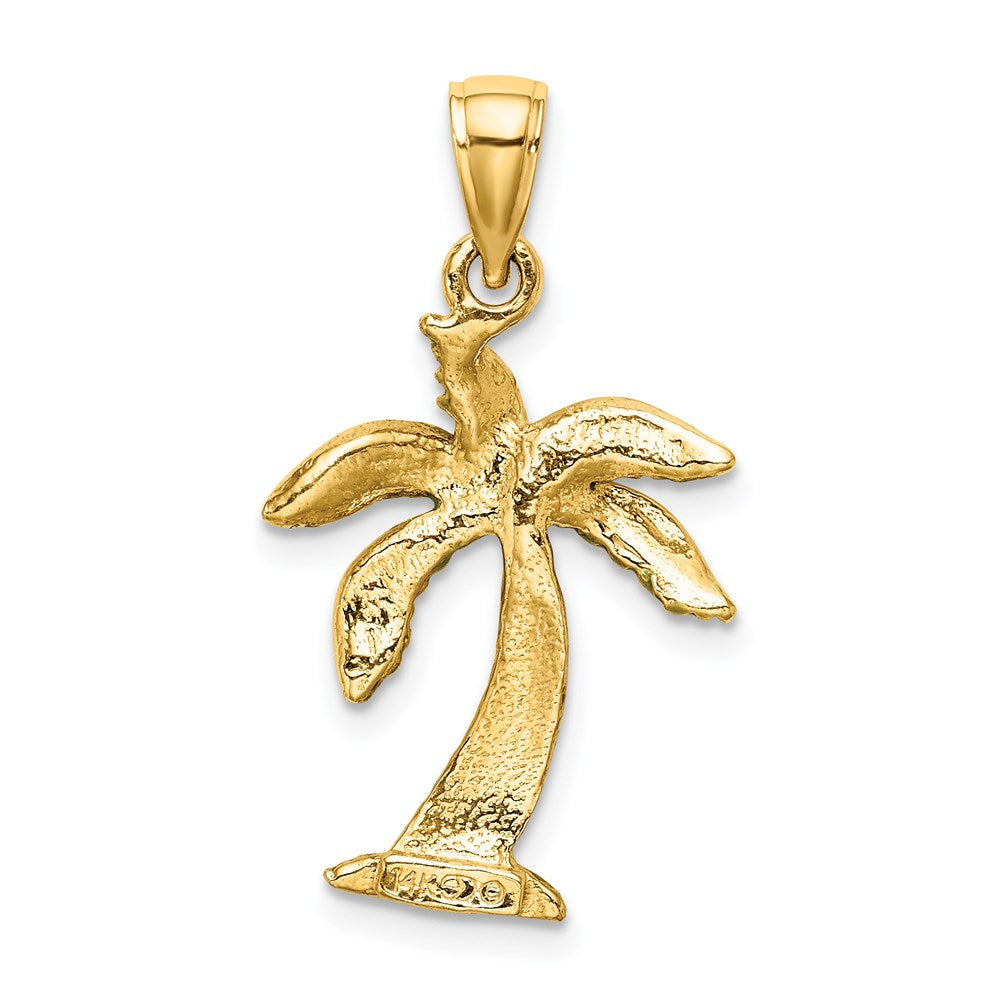 14k Yellow Gold Enamel Palm Tree Charm