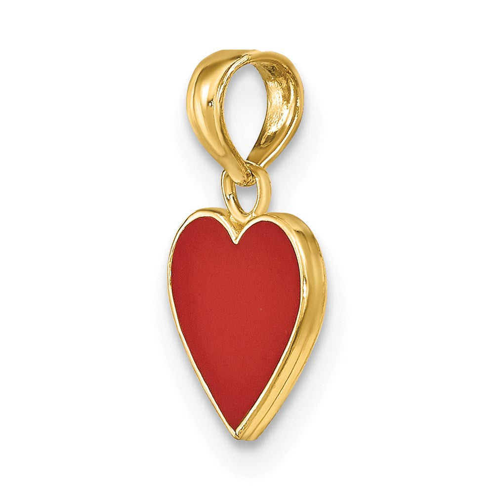 14K Yellow Gold Polished Enameled Heart Pendant