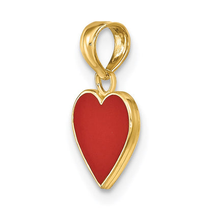 14K Yellow Gold Polished Enameled Heart Pendant