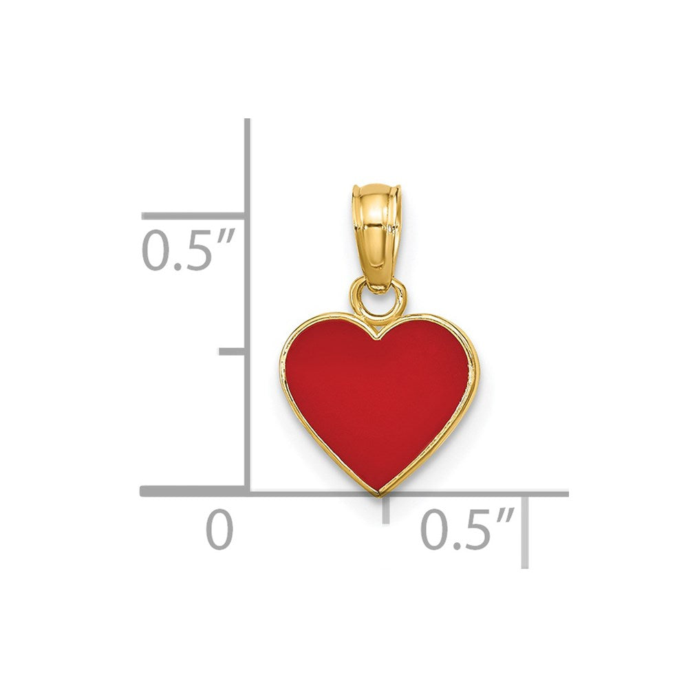 14K Yellow Gold Polished Enameled Heart Pendant