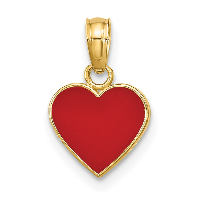 14K Yellow Gold Polished Enameled Heart Pendant