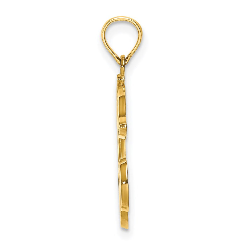 14K Yellow Gold Cherries With Enamel Leaf Charm