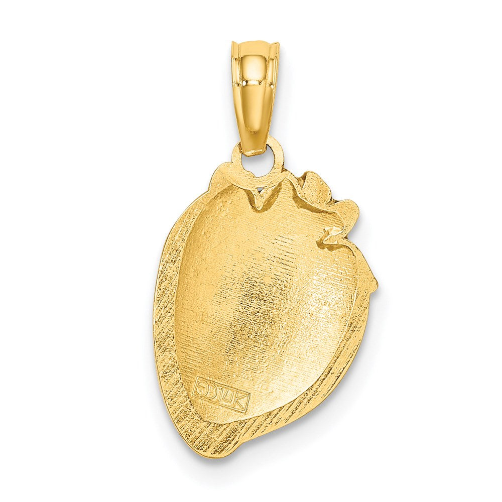14K Yellow Gold W/ Enamel Strawberry With Leaf Charm