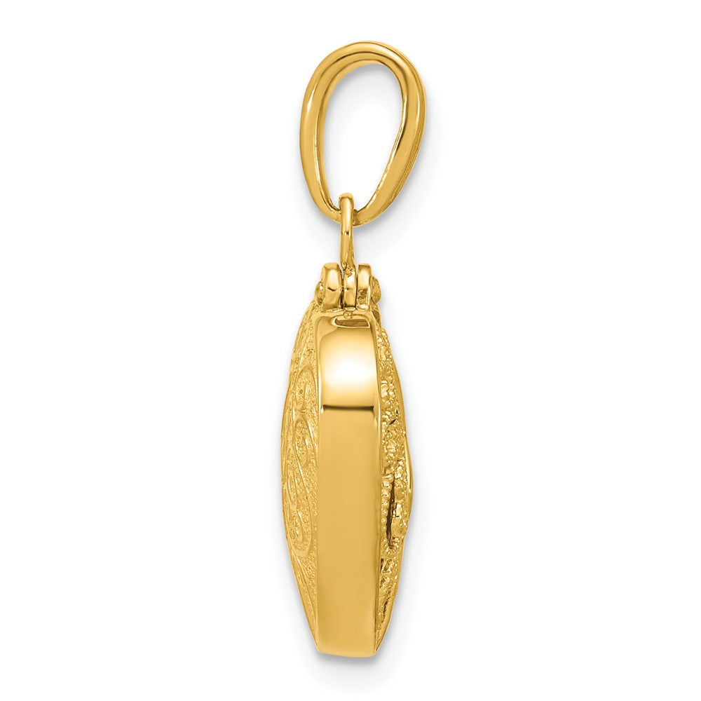 14k Yellow Gold 3-D Reversible Heart Opens Charm