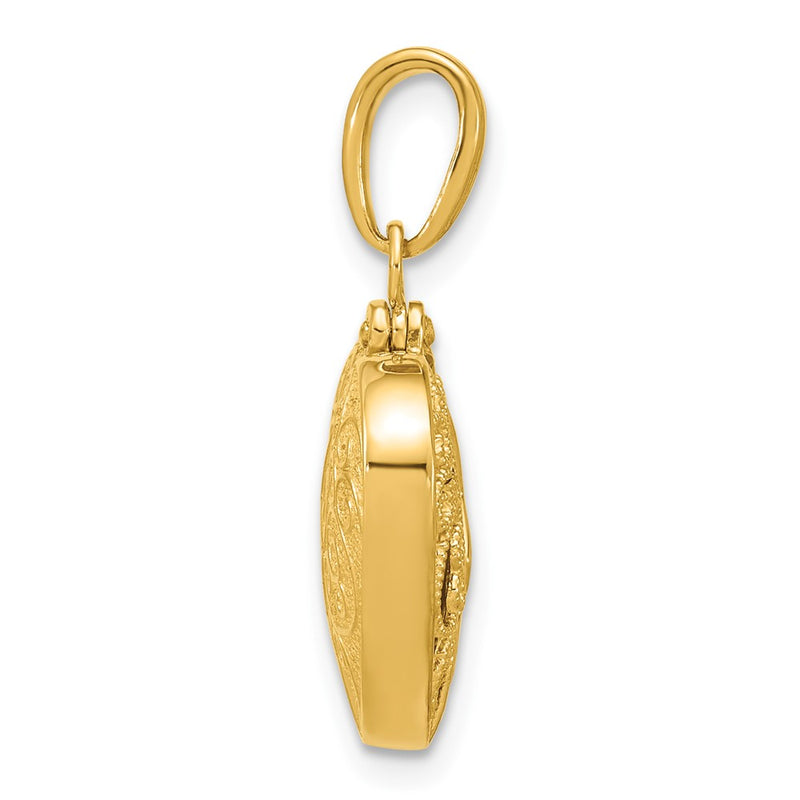 14k Yellow Gold 3-D Reversible Heart Opens Charm