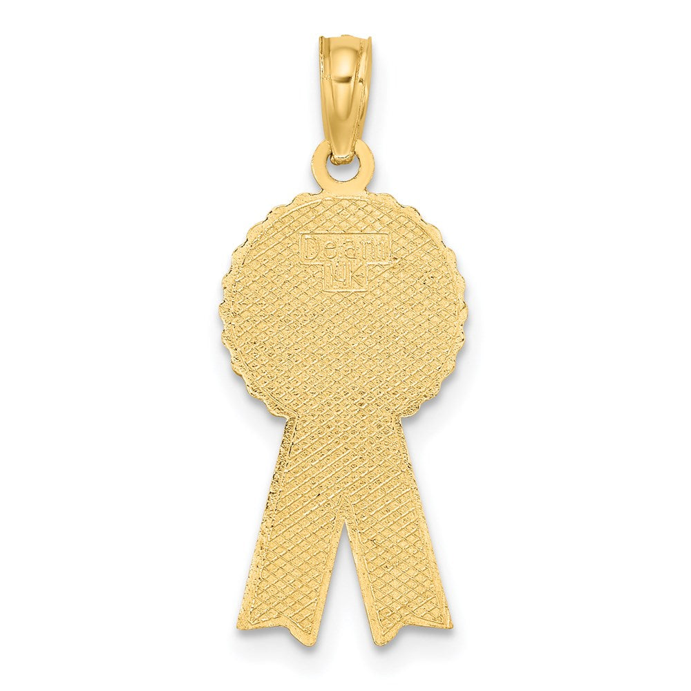 14K Yellow Gold Enamel Birthday Girl Pink Ribbon Charm