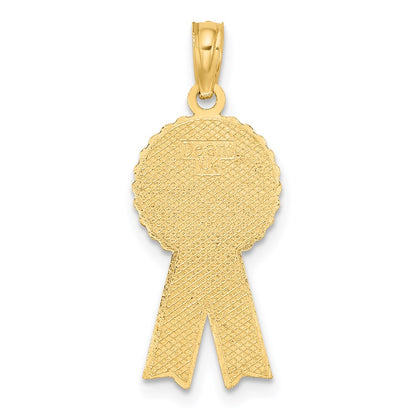 14K Yellow Gold Enamel Birthday Girl Pink Ribbon Charm