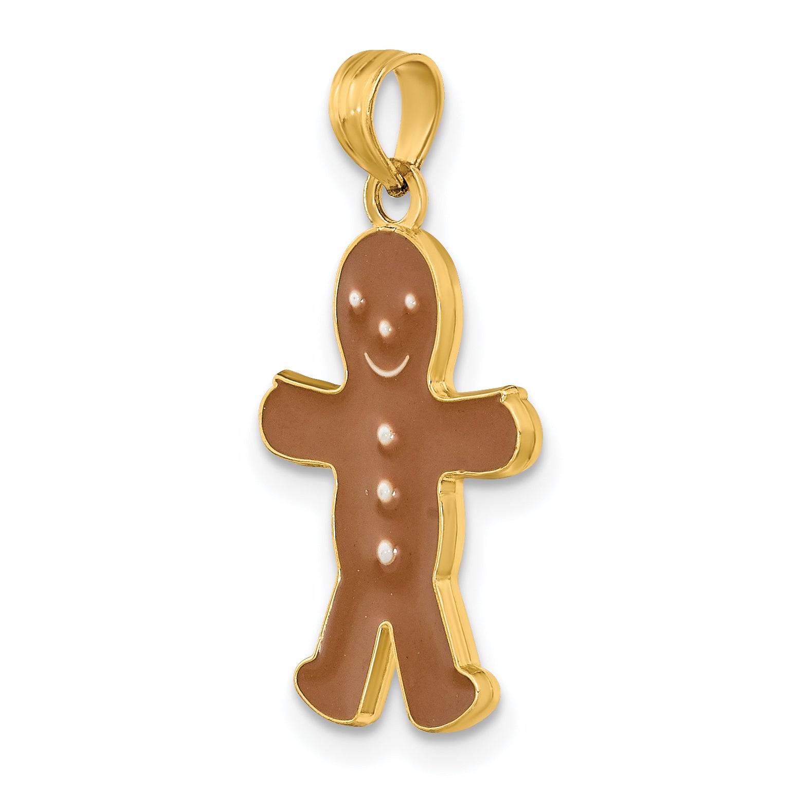 14K Yellow Gold 3-D Enameled Gingerbread Man Charm