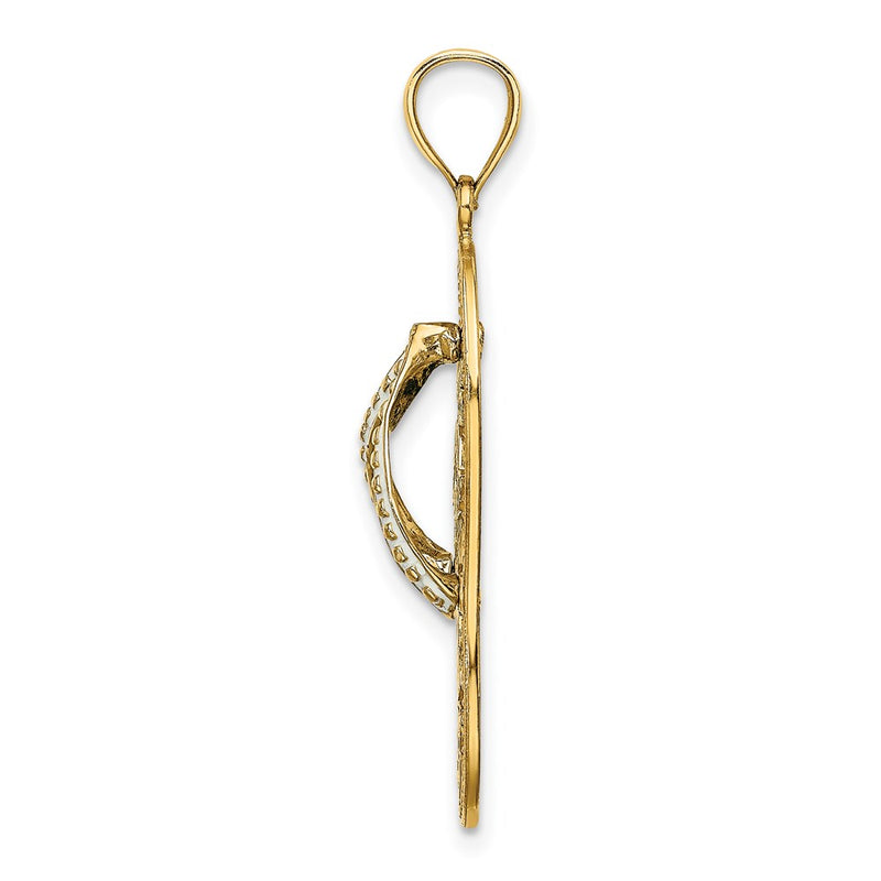 14K Yellow Gold Enamel Palm Tree Beach Scene Flip-Flop Charm