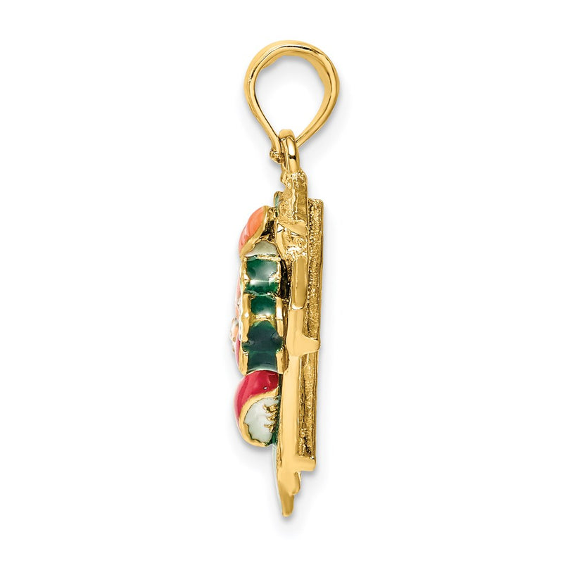 14K Yellow Gold 3-D Sushi Plate W/Enamel Charm