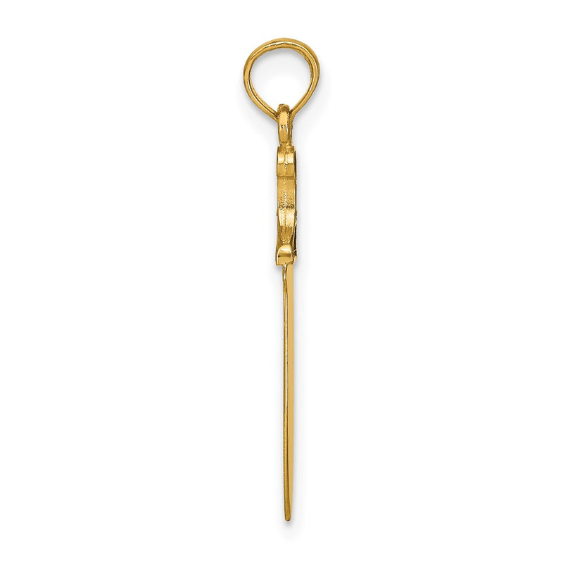 14K Yellow Gold W/ Black Enamel 3-D Butcher Knife Charm