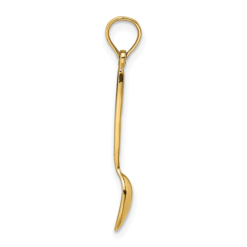 14K Yellow Gold 3-D W/ Black Enamel Table Spoon Charm