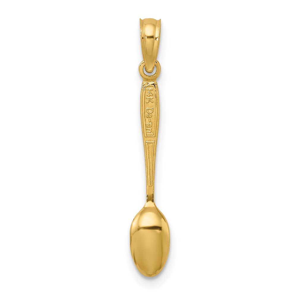 14K Yellow Gold 3-D W/ Black Enamel Table Spoon Charm