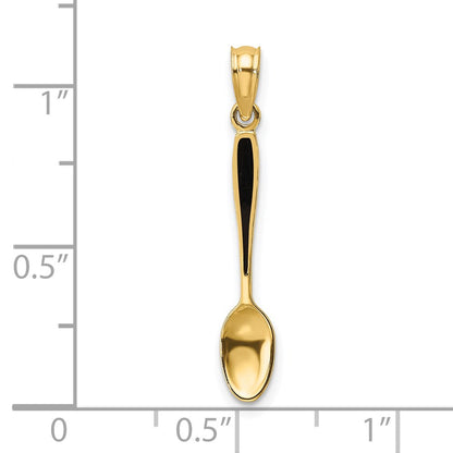 14K Yellow Gold 3-D W/ Black Enamel Table Spoon Charm