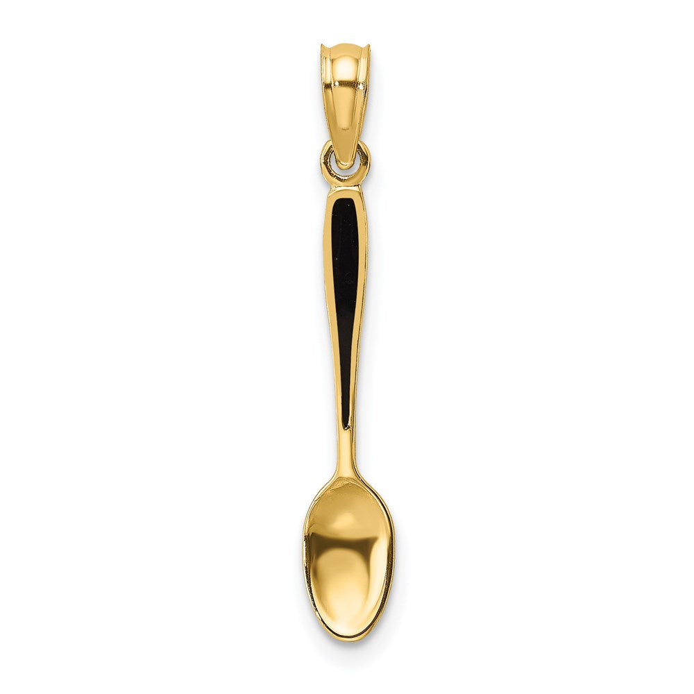 14K Yellow Gold 3-D W/ Black Enamel Table Spoon Charm