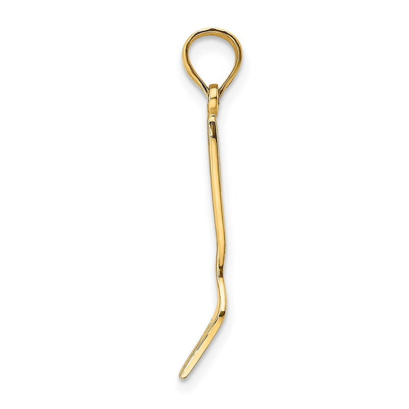 14K Yellow Gold W/ Black Enamel 3-D Table Fork Charm