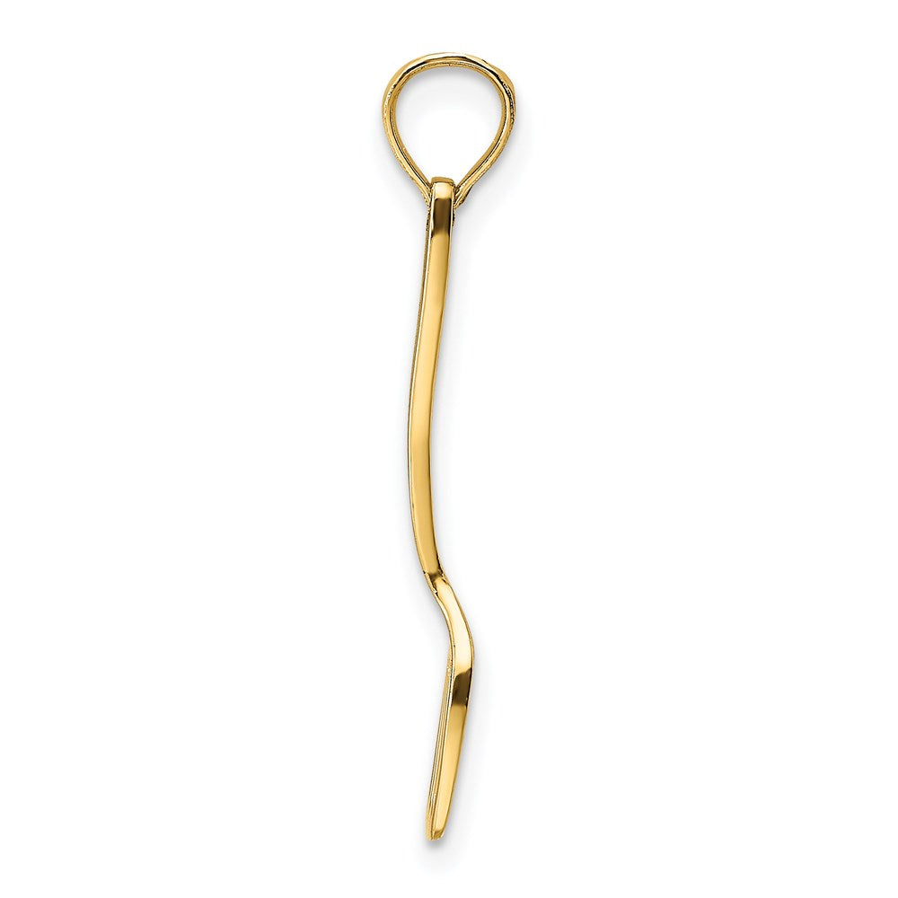 14K Yellow Gold W/ Black Enamel 3-D Spatula Charm