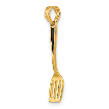 14K Yellow Gold W/ Black Enamel 3-D Spatula Charm