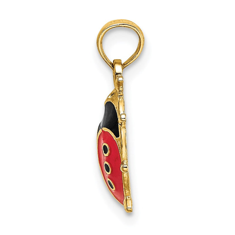 14K Yellow Gold Enameled Ladybug Charm