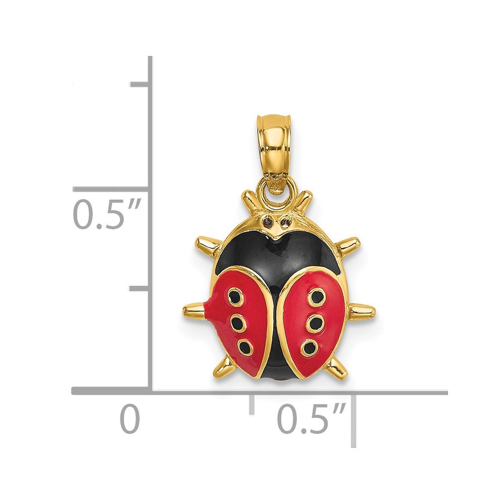 14K Yellow Gold Enameled Ladybug Charm