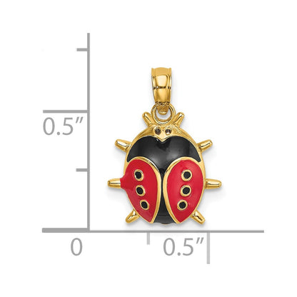 14K Yellow Gold Enameled Ladybug Charm