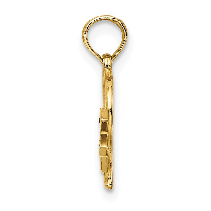 14K Yellow Gold Enamel Cross And Heart Charm