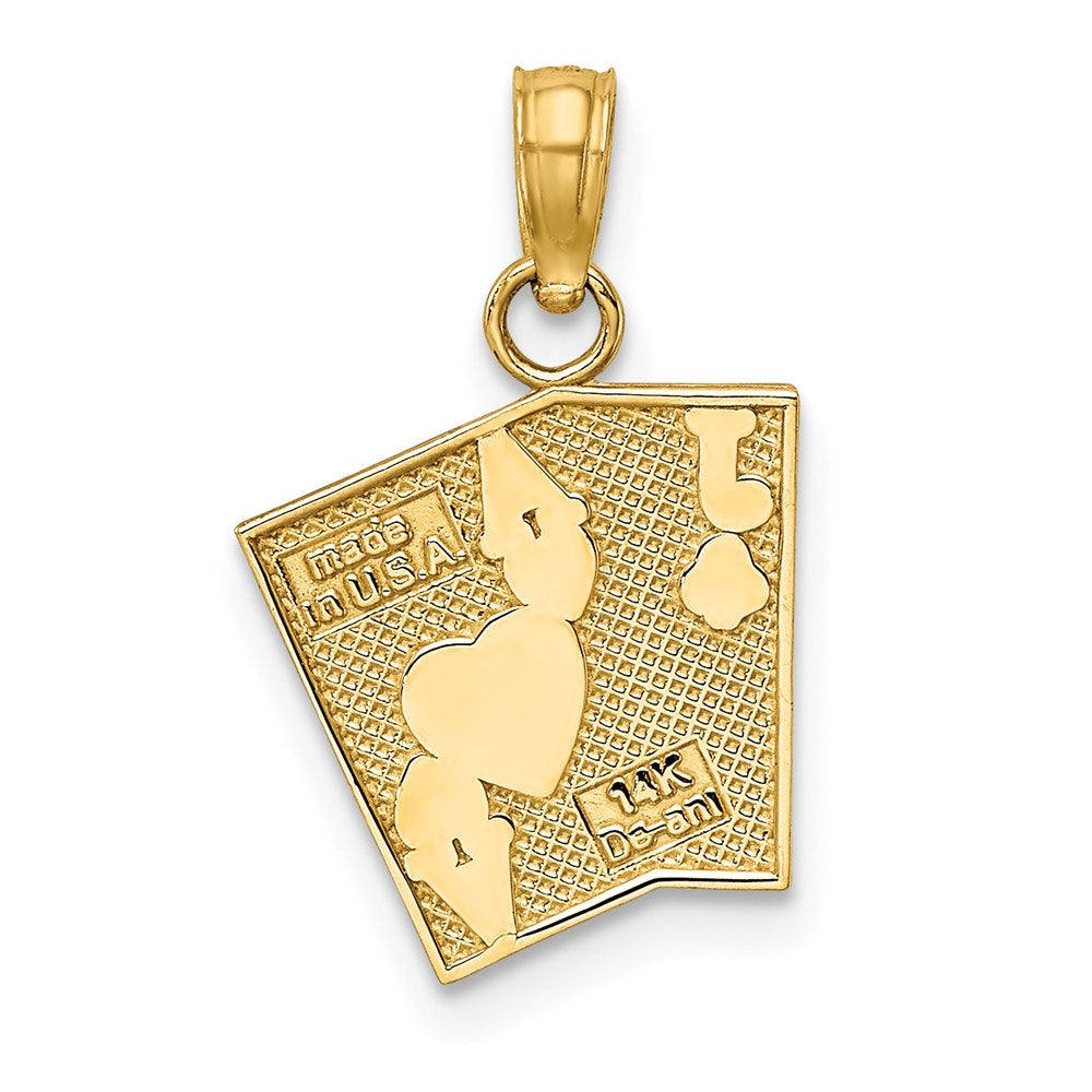 14K Yellow Gold Enamel Jack Of Clubs And Ace Hearts Cards Charm