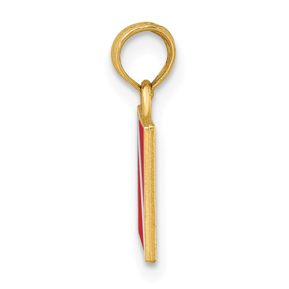 14K Yellow Gold Dive Flag W/Red & White Enamel Charm