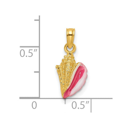 14K Yellow Gold Textured And Enamel Conch Shell Pendant