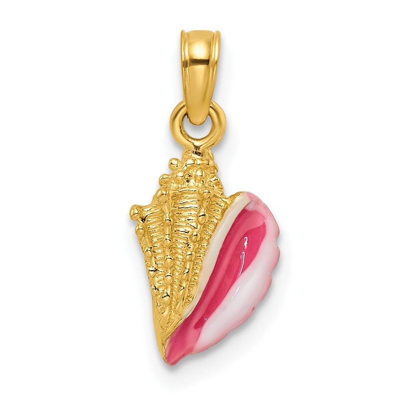 14K Yellow Gold Textured And Enamel Conch Shell Pendant