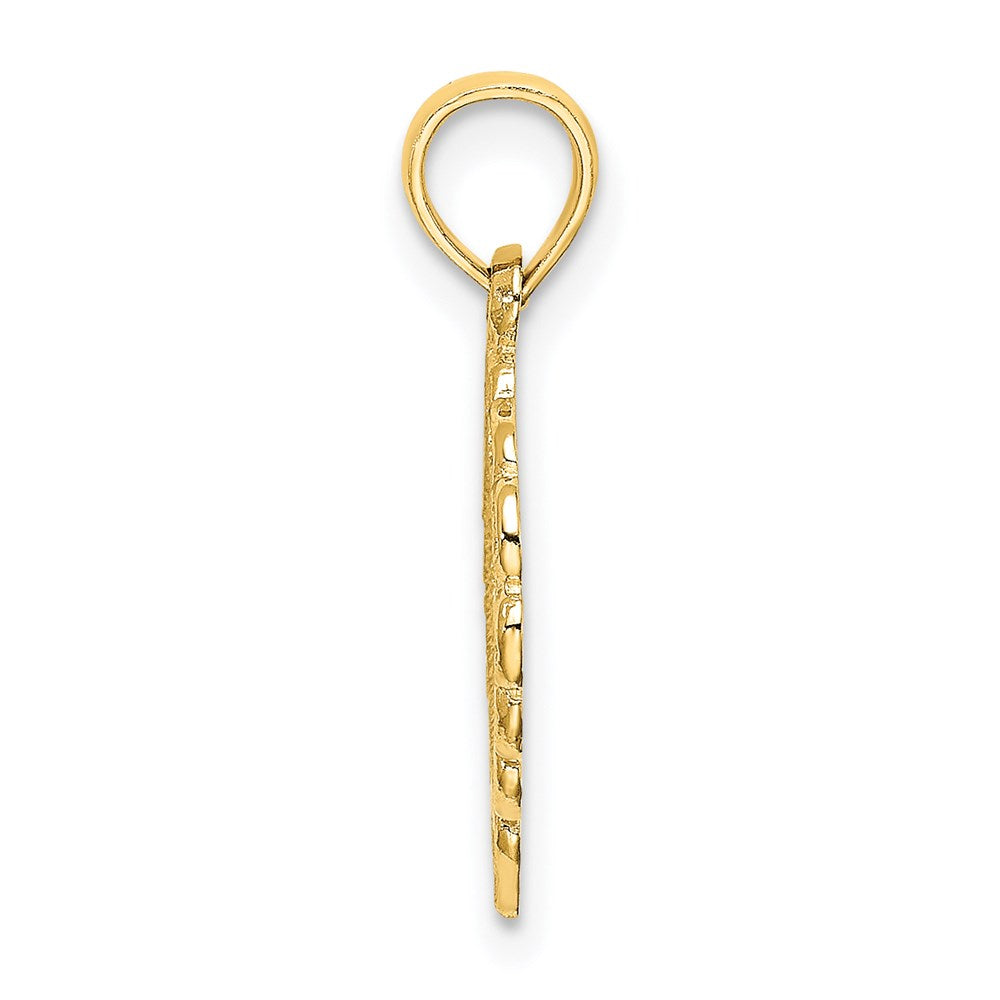 14K Yellow Gold Heart W/ Lace Trim Charm