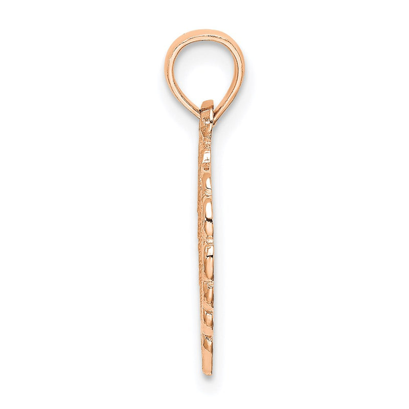 14K Rose Gold Polished Lace Border Heart Pendant