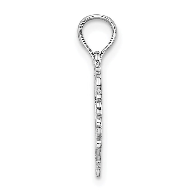14K White Gold Heart W/ Lace Trim Charm