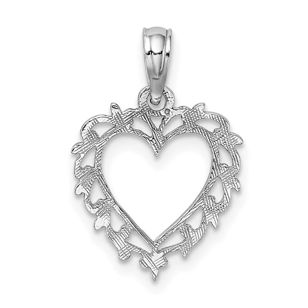 14K White Gold Heart W/ Lace Trim Charm